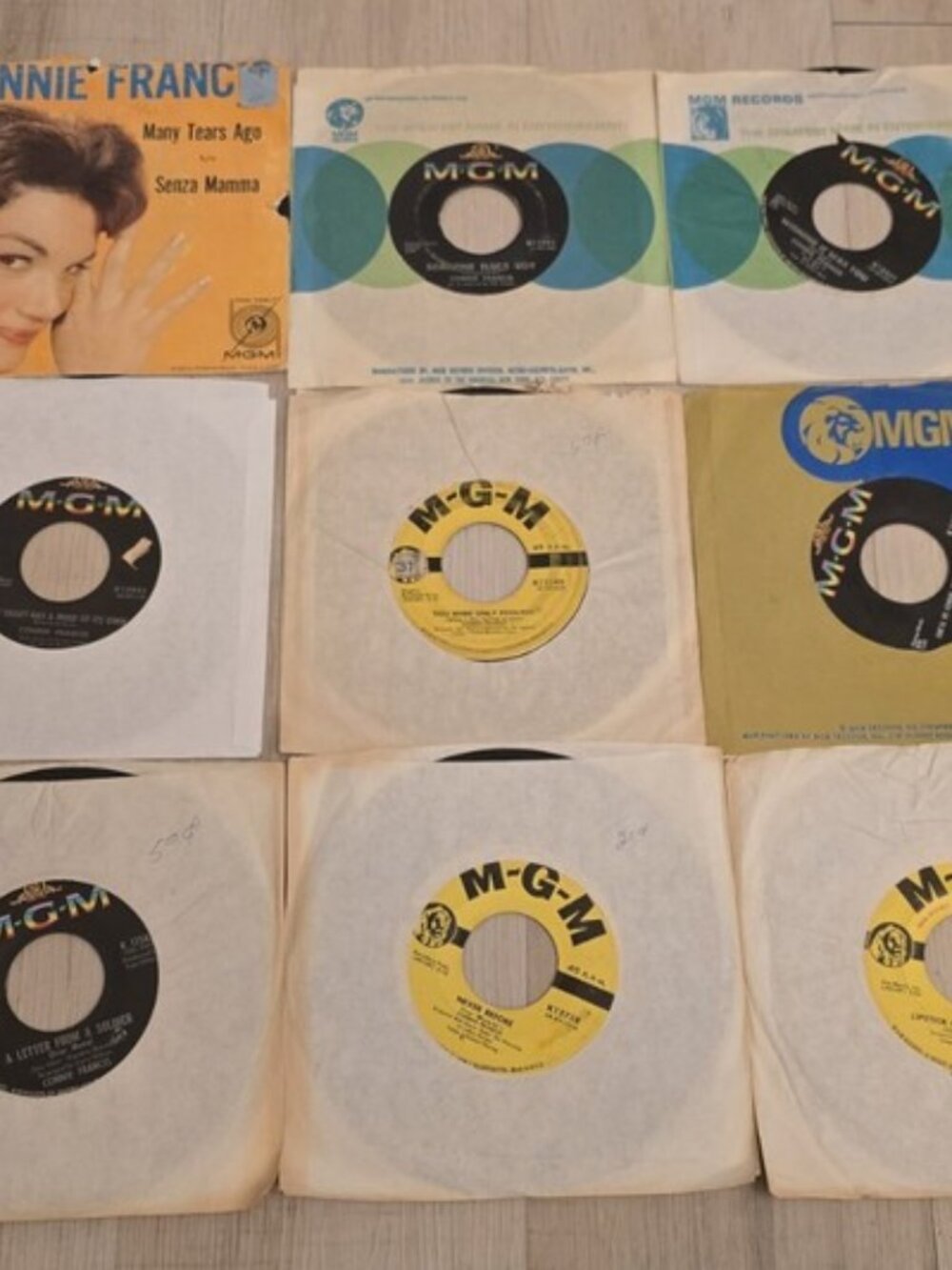 Lot of 15 Connie Francis 45 RPM Vinyl Record Singles